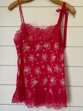 Victoria's Secret Hot Pink Floral Lace Cami Top vintage Y2K